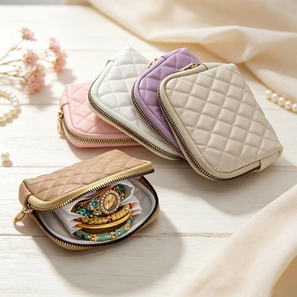 Zipper Closure Jewelry Pouch PU Travel Jewelry Holder New Jewelry Storage Case For Women