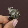 Natural Moss Prehnite Gemstone Handmade Copper Wire Wrap Ring Size 6.5 h6F21