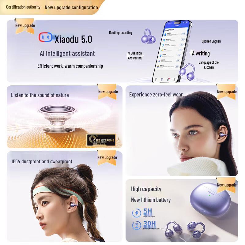 Newmine S6 Pro AI Translator Ear-Clip Wireless Earbuds