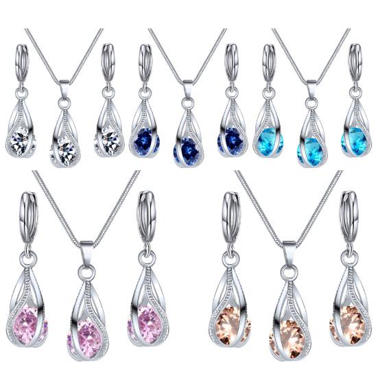 3 шт./компл. женские серьги, легкие блестящие искусственные кристаллы, изысканное женское ожерелье для подарка