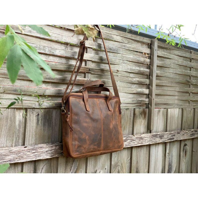 Новая сумка-мессенджер ручной работы из натуральной кожи в деревенском стиле, сумка для ноутбука, мужской портфель, сумка-портфель через плечо