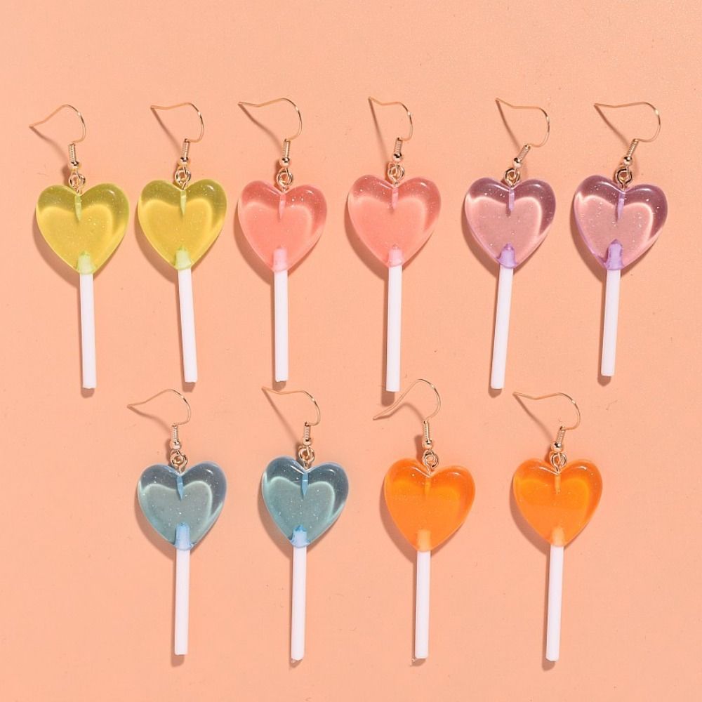Light Weight Lollipop Earrings Sweet Multicolor Candy Earring New Love Heart Earring