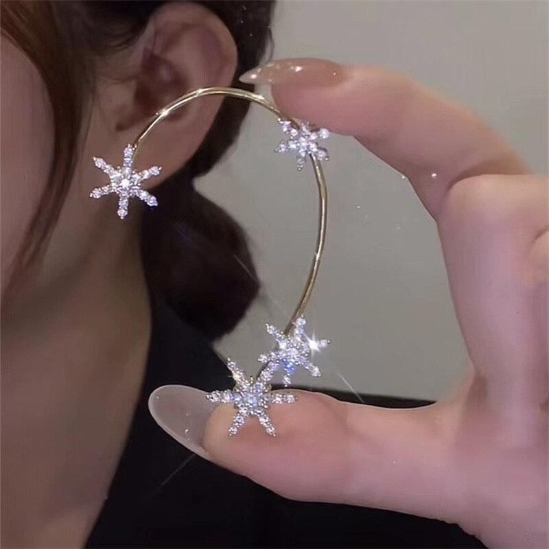 Gold Silver Color Metal Butterfly Ear Clips Without Piercing for Women Sparkling Zircon Ear Cuff Clip Earrings Wedding Jewelry