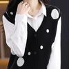 Spring Versatile and Fashionable Knitted Vest for Women Color Blocked Sleeveless Cardigan V-neck Stylish Slim