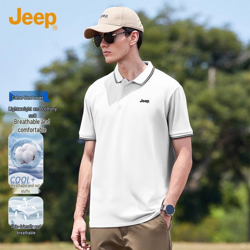 JEEP Men's Cotton Blend Short Sleeve Polo Shirt