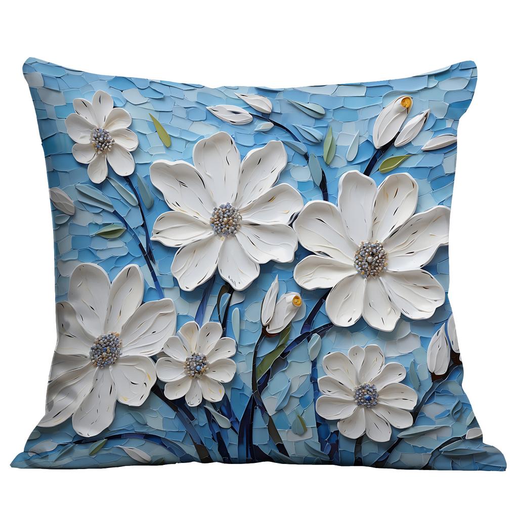 Новая наволочка с цветочным принтом, имитирующая трехмерный стиль масляной живописи, креативная цветочная, для дома, гостиной, диванной подушки