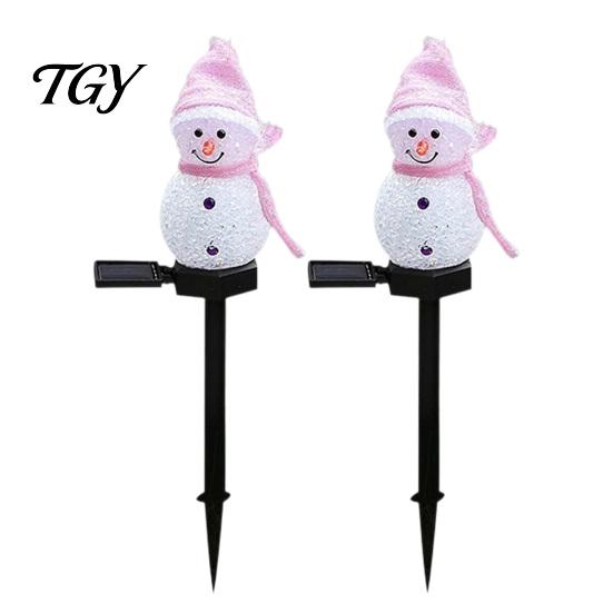 Durable Lawn Stakes for Winter 2Pcs Solar Snowman Garden Lights, Christmas Pathway Waterproof Decorative Figures LED Lamps with Yard Patio