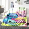 Stitch Angel Scrump Flannel Blanket Super Soft Warm Cozy Blanket for Sofa Bed Office Travel All‑Season Home Decor Gift