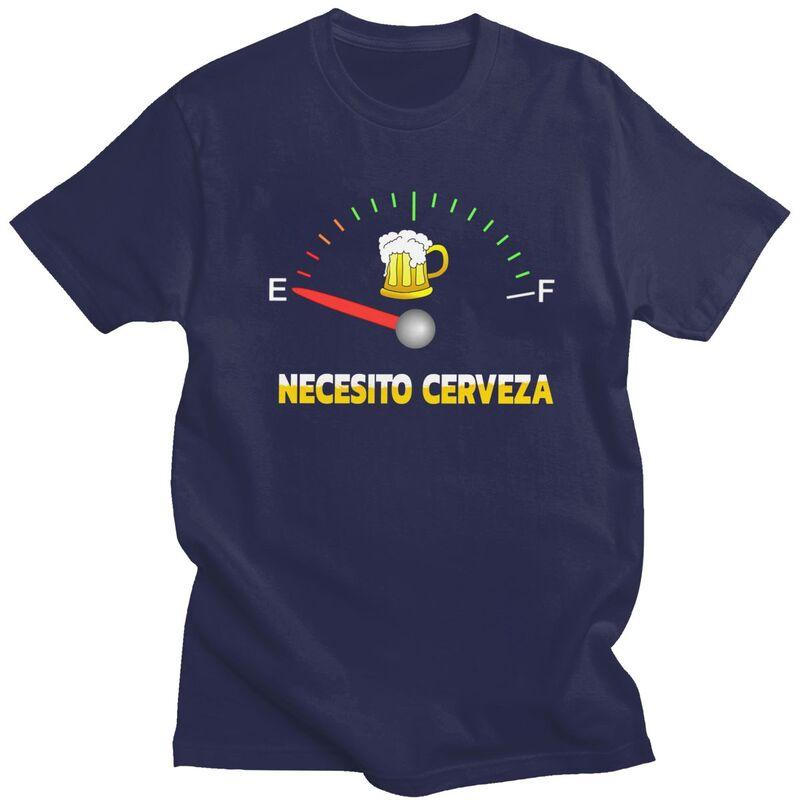 Мужская футболка с надписью Custom Necesito Cerveza I Need Beer, с коротким рукавом, из чистого хлопка, повседневная, модная