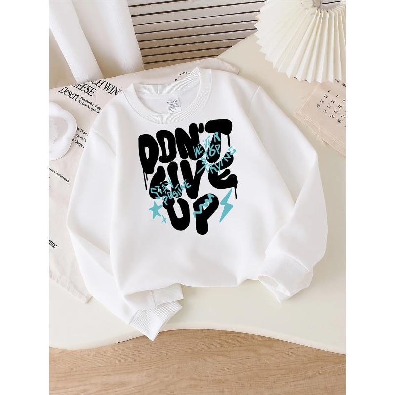 Girls' Fashionable Crewneck Sweatshirt | Autumn and Winter Western Style Top, Long Sleeved T-shirt