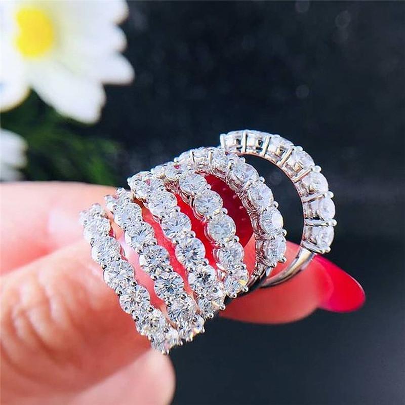 Серебряное кольцо 925 пробы для женщин, роскошное, с инкрустацией фианитами, простое, стильное, обручальные кольца, женское кольцо, ювелирное изделие