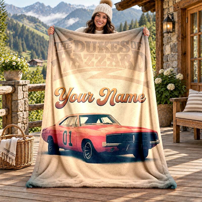Dukes Of Hazzard Custom Name Flannel Blanket Personalized Soft Warm Plush Throw Blanket Customized Gift for Family Friends