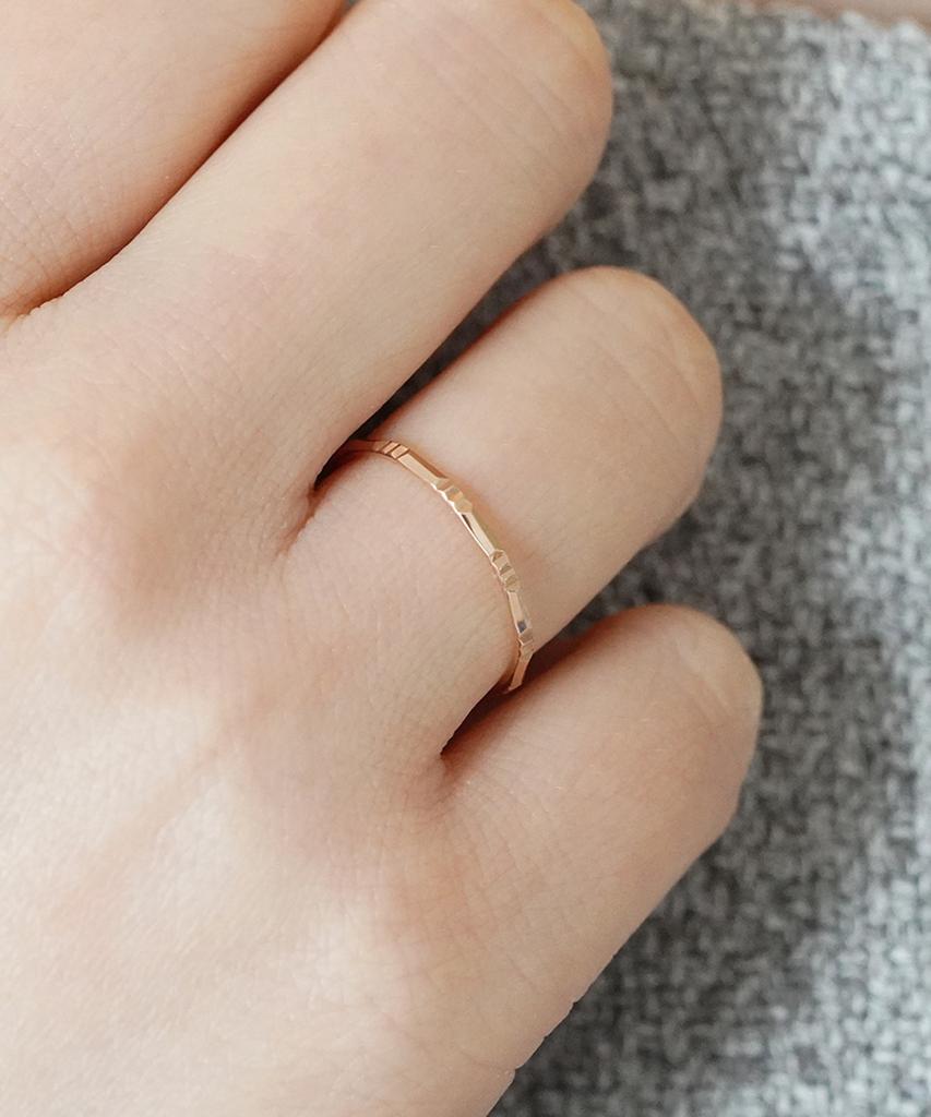 Alleun 14K 18K Cut Thread Gold Rings Layered Cherish Friendship