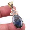 Natural Labradorite 925 Solid Sterling Silver Jewelry TwoTone Pendant 1.75" s6Q73