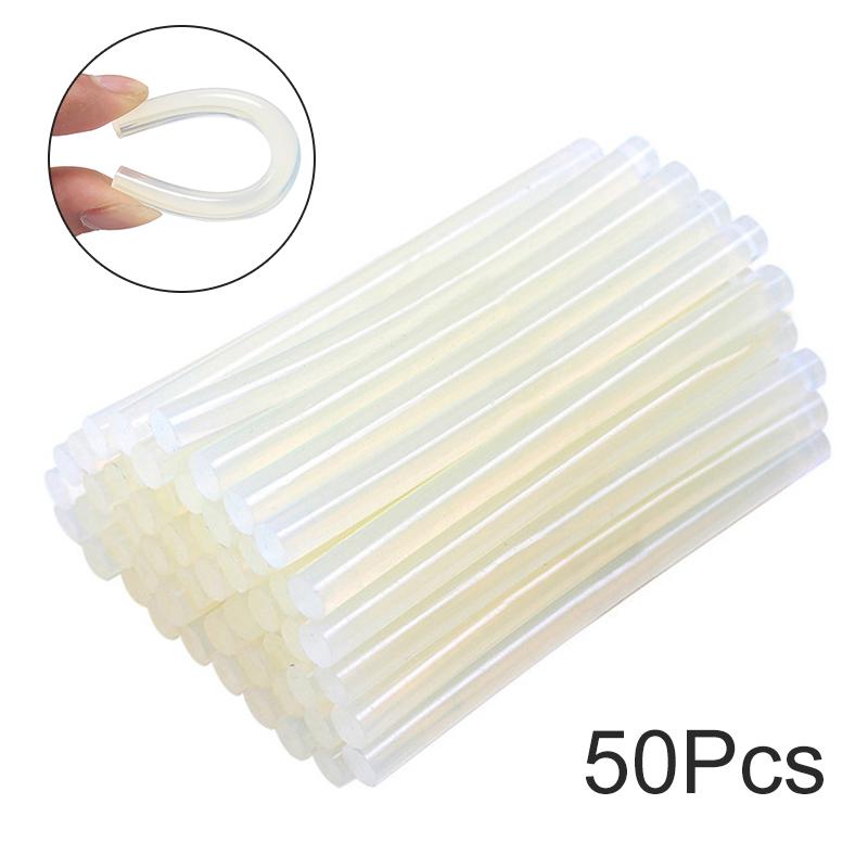 Pdtoweb 50 шт. 100 × 7 мм прозрачный горячий клей-расплав-карандаш нагревательный клеевой пистолет аксессуар