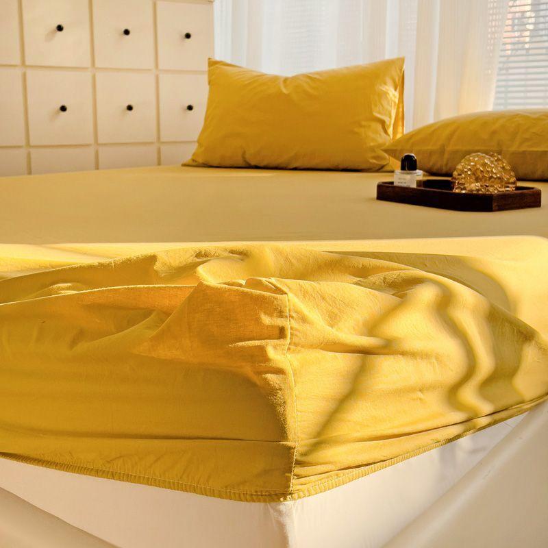 Комплект из трех простыней в полоску из стираного хлопка в японском стиле, полное покрытие, нескользящая цельная простыня, матрас Simmons, защита от пыли