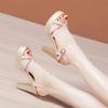 New Small Size 32-43 Breathable Leather Network Block High Heels Sandals Women 2025 Summer Chunky Platform Shoes Office Model