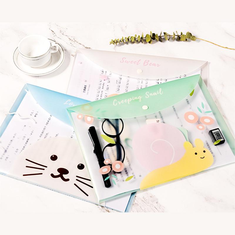 4 шт. Сумки-файлы для документов Милый мультяшный держатель для файлов Кнопка-защелка ПВХ Папка Пенал Офисная сумка для информации Студенческие канцелярские товары