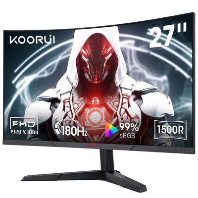 Игровой монитор KOORUI изогнутый монитор 27 дюймов 180 Гц 1 мс GTG дисплей ПК монитор полная синхронизация динамик 27E6CA HD/1500R/HDR/Adpitive (G-СИН