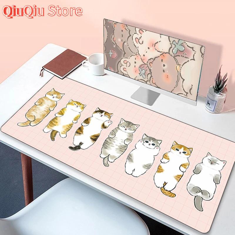 Кавайный Кот Игровой Коврик для Мыши Геймерский Нескользящий Mausepad Компьютерные Аксессуары Коврик для Стола Коврик для Мыши Коврики Клавиатура ПК Шкаф XXL