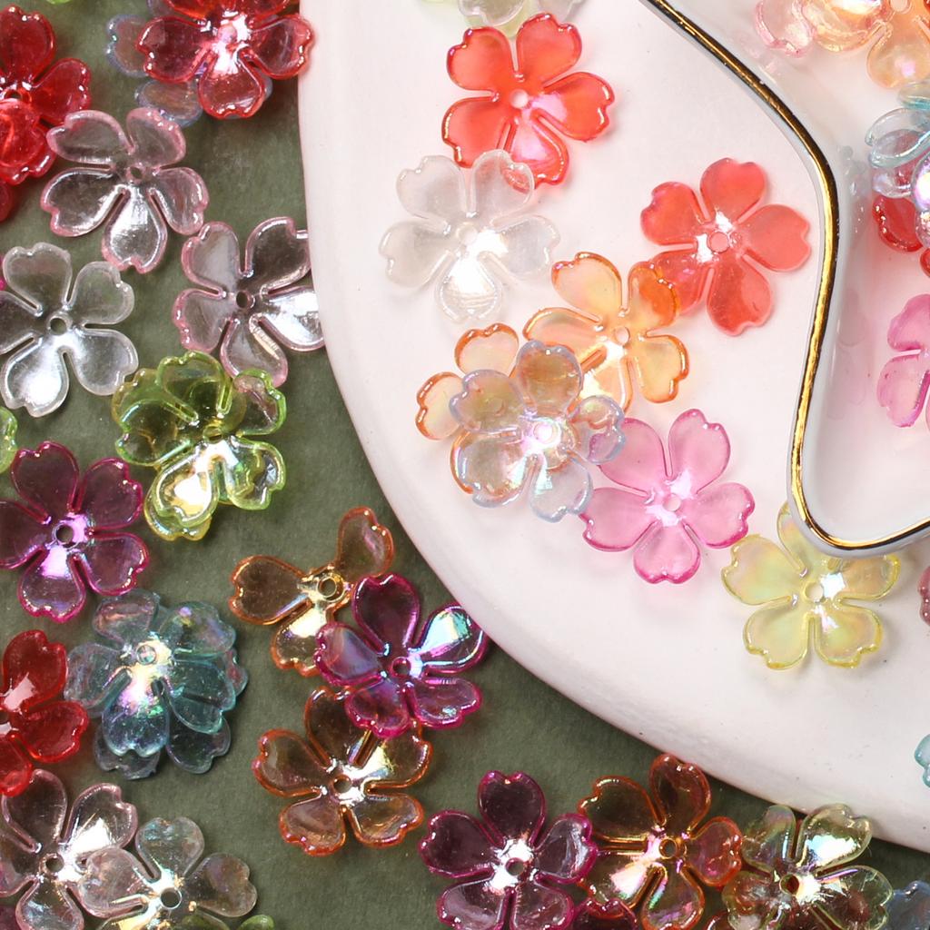 Акрил для изготовления ювелирных изделий, ожерелий, браслетов, новые 100 шт., свободные бусины, цветок Галсанг, своими руками, высокое качество, модные серьги 14,7 мм