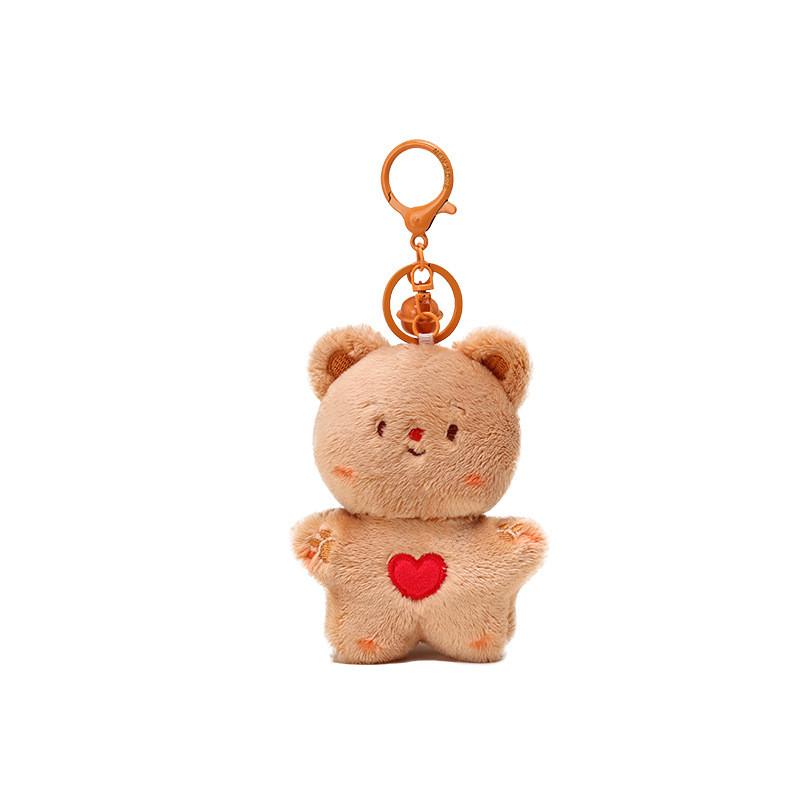 Brown Playful Plush And Pink Bear Keychain Fun And Stylish Key Accessory Holder