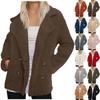 Women's Winter Coat Fleece Lined Jacket Long Sleeve Horn Button Plush Warm Coat