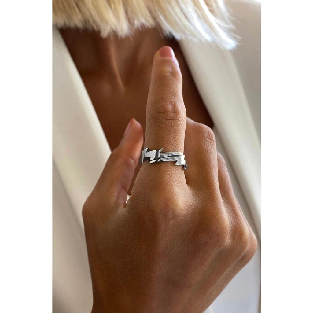 Регулируемое кольцо с молнией серебряного цвета