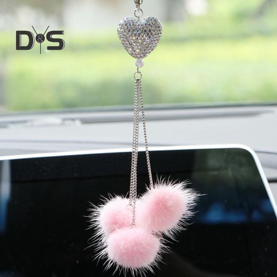 Подвесной кулон в форме сердца, аксессуары для зеркала заднего вида автомобиля со шнурком, легко подвешиваемые сверкающие подвесные подвески