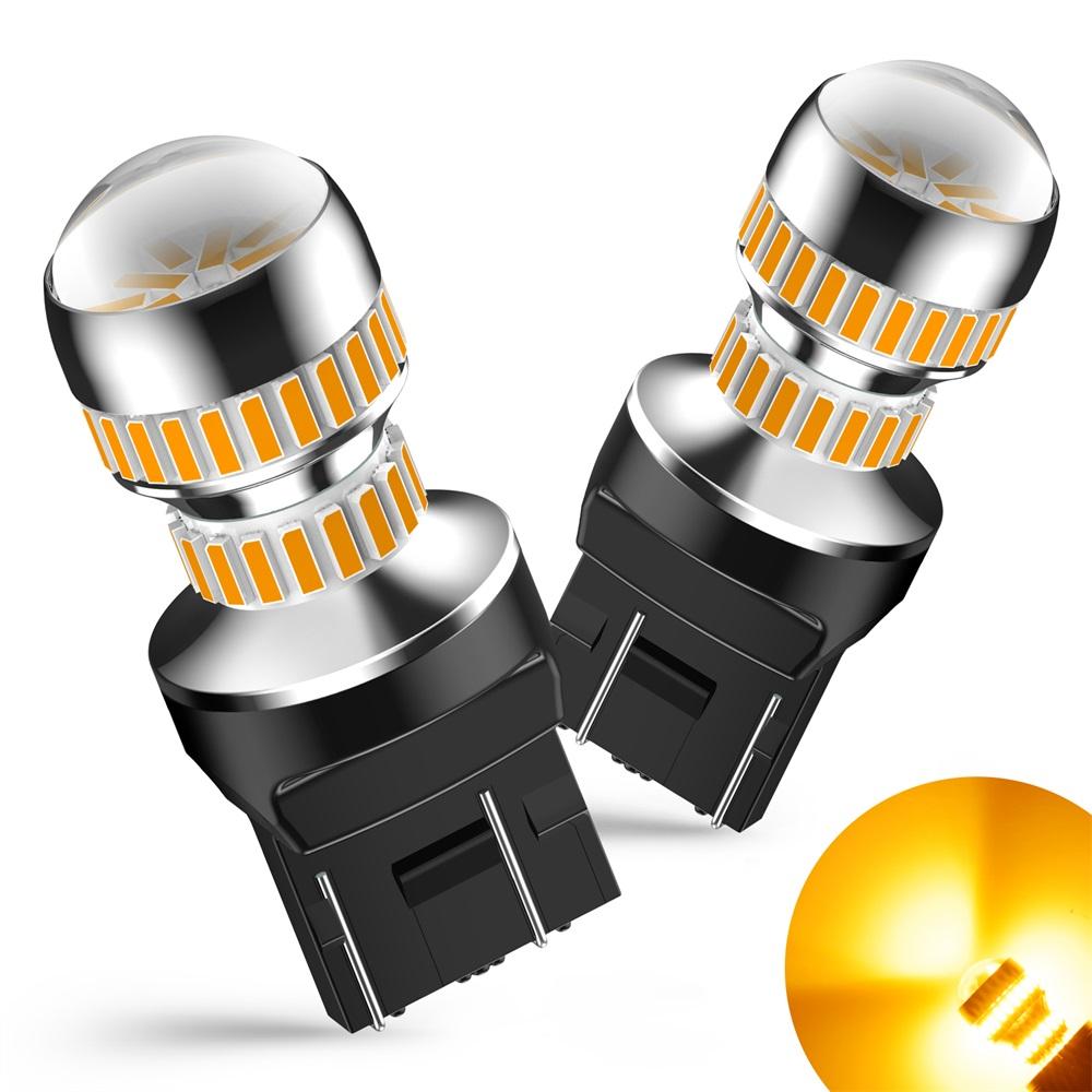 AUXITO 2Pcs 7443 W21/5W T20 LED Bulb Lights With HD Projector LENS 6000K White Red Yellow Amber 7440 For Car Reverse Tail Lamp