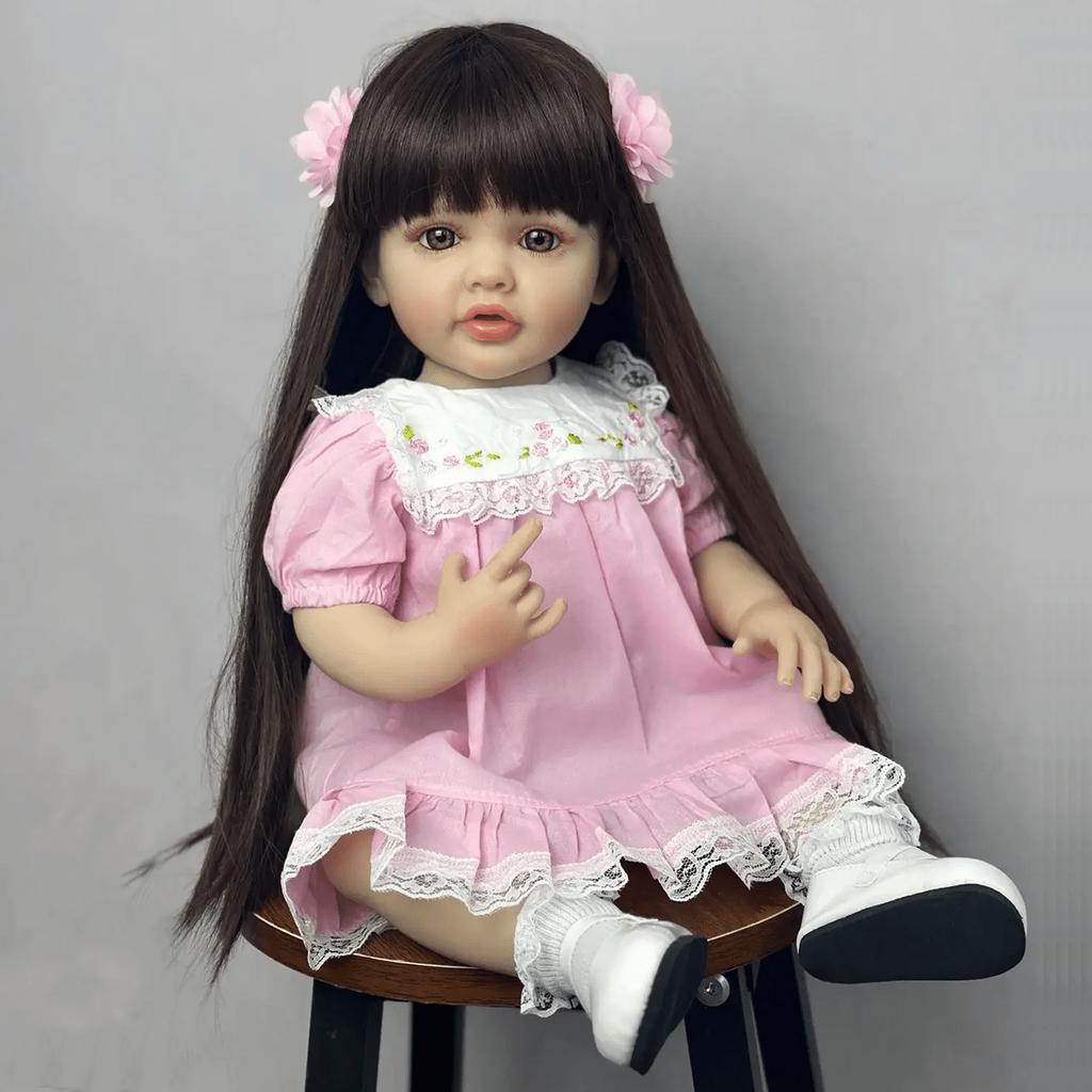 BZDOLL 55 СМ Полностью Мягкий Винил Кукла Реборн Новорожденная Девочка Реалистичная 22 Дюйма Принцесса Малыш Новорожденный Бебе Арт Рождественский Подарок для Ребенка