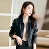 Женская кожаная куртка, маленький плащ, весна и осень, новая модная тонкая куртка из кожи с лацканами, топ