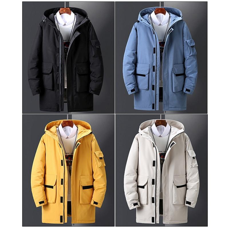 Lengthen Men Down Jacket Fashion Winter Warm Thick 90% White Duck Down Parka Male Men's Winter Down Jacket with Hood