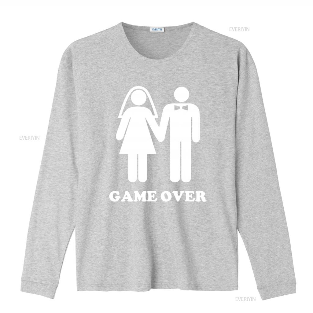 Смешной дизайн Game Over Мужская вечеринка холостяков Мужчины Свадьба Жених Футболка винтажная Стирка дизайнерская одежда Удобная с принтом Повседневная