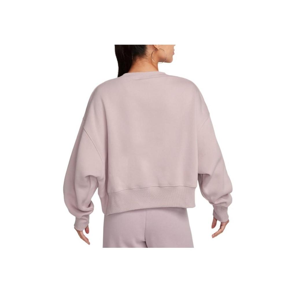 Nike Solid Logo Round Neck Long Sleeve Sweatshirt Women Sweatshirt White Platinum Violet DQ5762-019