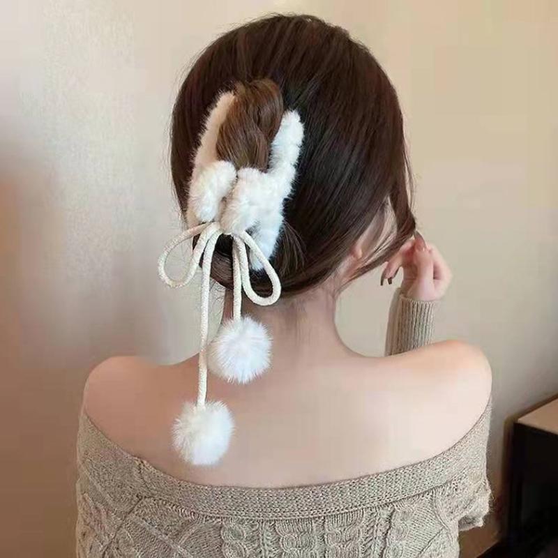 Solid Color Plush Hair Claw Claw Clip Fluffy Elegant Anti-Slip Hair Accessories