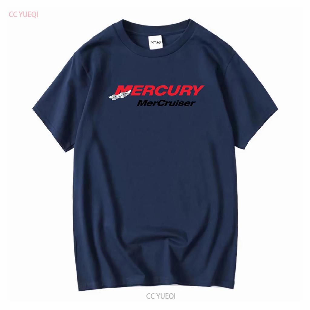 Логотип подвесного мотора Mercury MerCruiser Белая футболка Для катания на лодке с длинным или коротким рукавом винтажная стирка мягкий верх для повседневной носки
