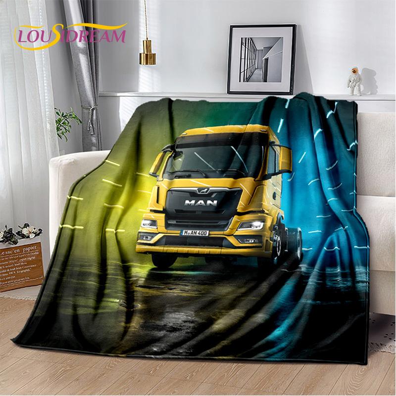 HD Man Truck Lorry 3D Печать Мягкие фланелевые одеяла, Плед Удобное одеяло для пикника Кровати Диваны Дома Спальня Подарки