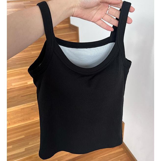 Женские топы Однотонные майки с большим вырезом и подушечками на груди внутри Топы без рукавов