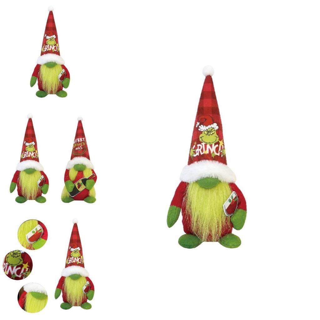 Праздничный зеленый пушистый монстр плюшевая кукла Санта Клауса украшение на Рождество в американском стиле