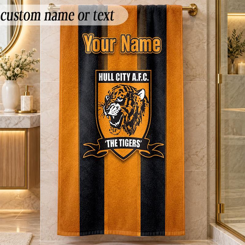 Beach TowelHull FC Custom Name Text Personalized Soft Towel for Beach Pool Indoor Home Decor Gift