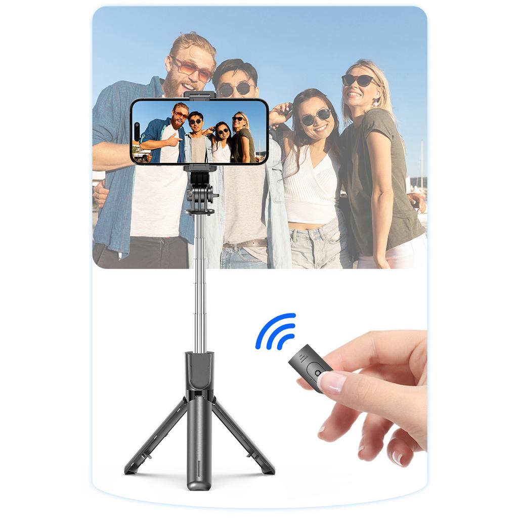 Extendable Selfie Stick Tripod for Phone Max. Length 67.2cm/26.5in with Detachable Phone Clip