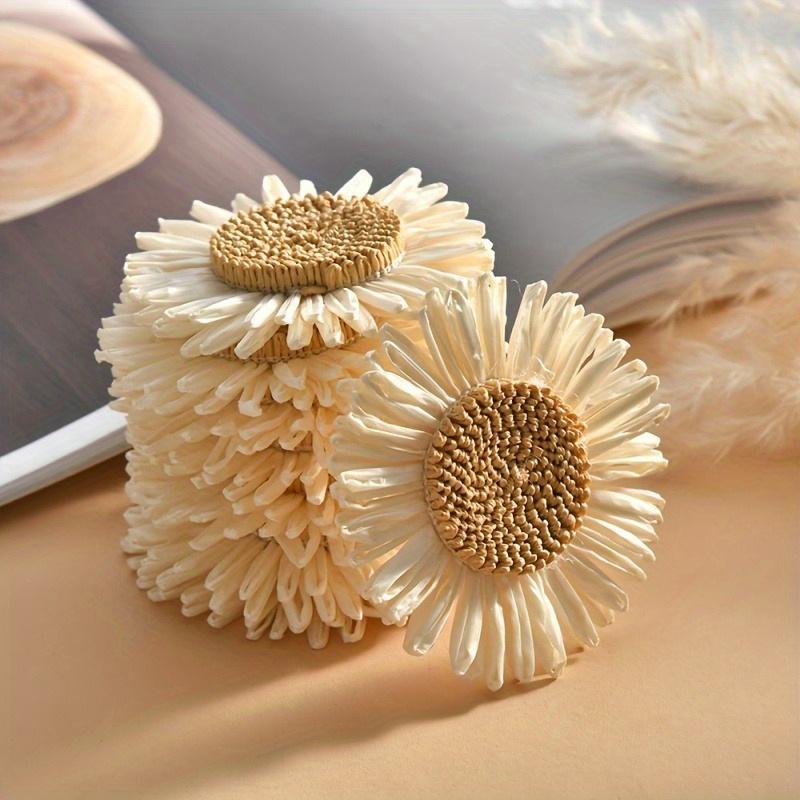 [Поделки из рафии с подсолнухами] Упаковка из 3 штук: подсолнухи и маргаритки, рафия, полипропиленовая трава, поделки — декор своими руками для весны и лета — пляжные шляпы, одежда, шторы,