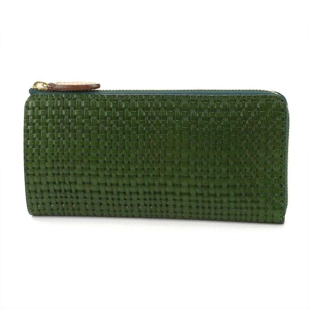 Long Wallet Zipper Type Genuine Leather Mariette Green [Albero] L-shaped Women's AL-7001-52
