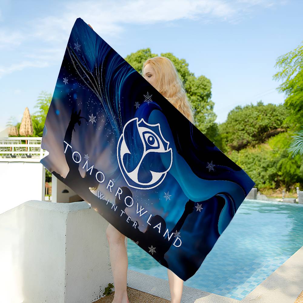 TOMORROWLAND Music Microfiber Blanket Quick Drying Beach Towels Oversized Printing Super Absorbent Pool Towel Blanket