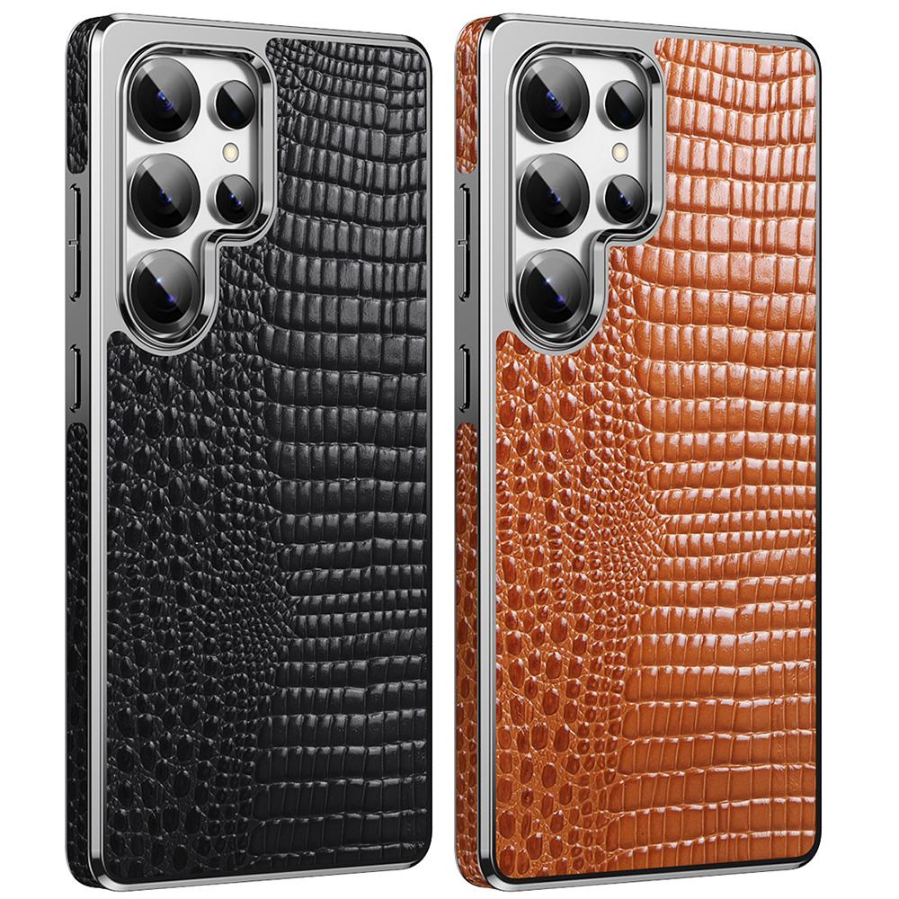 Магнитный чехол с узором под крокодила из натуральной коровьей кожи для Samsung Galaxy S24 S25 S26 Ultra Magsafe