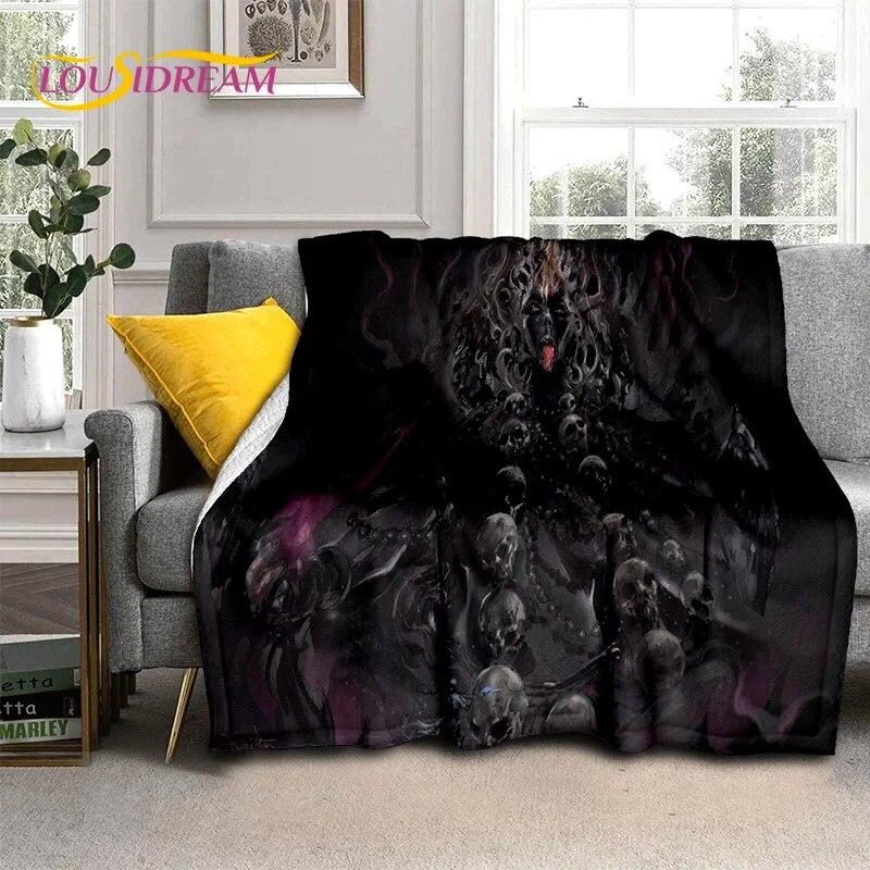 Horror Gothic Skull Ghost Cartoon Blanket,Soft Throw Blanket for Home Bedroom Bed Sofa Picnic Travel Office Cover Blanket Kids