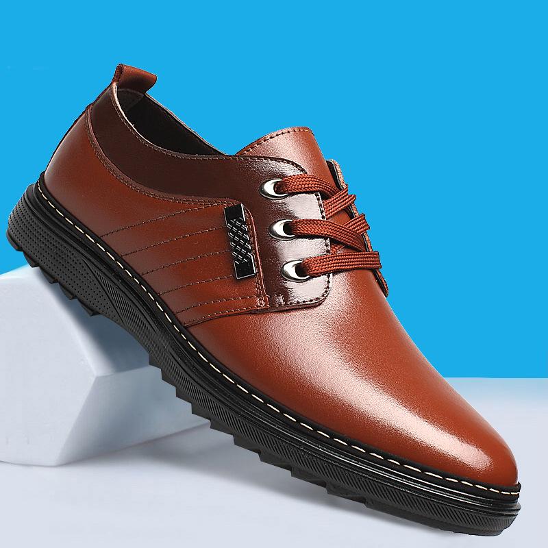 Winter Men's New Business Casual Shoes Dress Men's Shoes Lace Men Dress Shoes Leather Zapatos De Hombre
