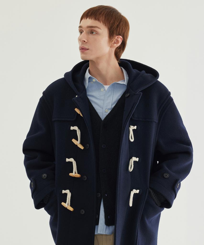 Covernat Wool Hooded Duffle Coat Dark Navy
