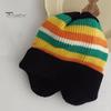 Детская зимняя шапка в полоску радужного цвета вязаная толстая теплая эластичная защита ушей унисекс мягкая теплая ветрозащитная детская шапка-бини
